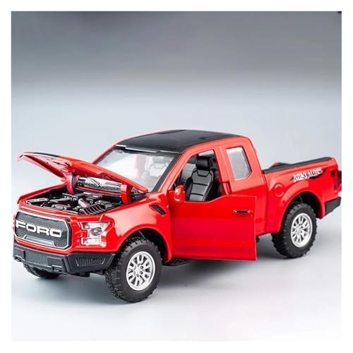 Miniatur Motorfahrzeug-Modelle 1 32 Für Ford F150 Druckguss-Automodell Mit Ton Und Licht Pull Back Auto Spielzeug Fertigmodell(Rot) von BMAONZ