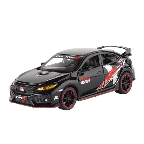 Miniatur Motorfahrzeug-Modelle 1 32 Für Honda Civic Type-R Druckguss-Modellauto Miniaturmodell Sound Und Licht Sammlerauto Fertigmodell(Black LimitedEdition) von BMAONZ