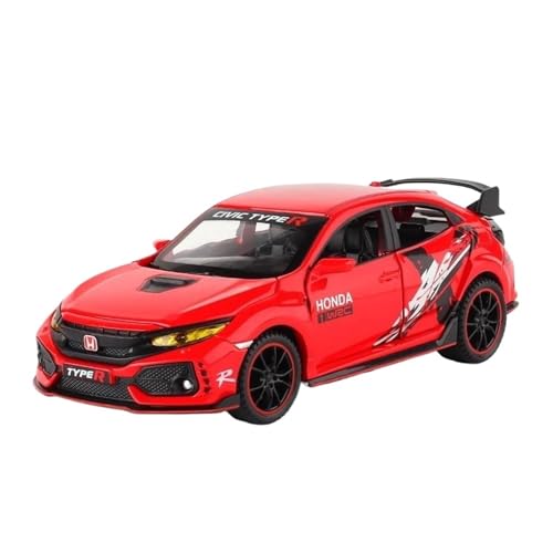 Miniatur Motorfahrzeug-Modelle 1 32 Für Honda Civic Type-R Druckguss-Modellauto Miniaturmodell Sound Und Licht Sammlerauto Fertigmodell(Red Limited Edition) von BMAONZ