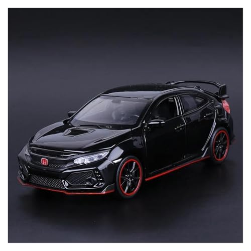 Miniatur Motorfahrzeug-Modelle 1 32 Für Honda Civic Type-R Druckguss-Modellauto Miniaturmodell Sound Und Licht Sammlerauto Fertigmodell(Schwarz) von BMAONZ
