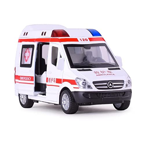 Miniatur Motorfahrzeug-Modelle 1 32 Für Krankenwagen Feuerwehrauto Polizeiauto Diecast Alloy Auto Modell Mit Licht Zurückziehen Fertigmodell(D) von BMAONZ