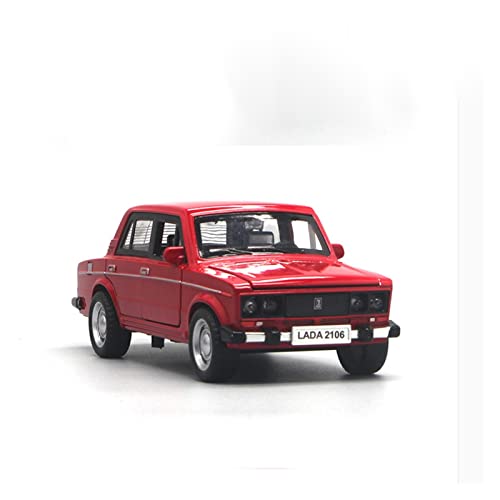 Miniatur Motorfahrzeug-Modelle 1 32 Für Lada Retro Alloy Car Models Diecast Fahrzeuge Simulation Sound Light Fertigmodell(Rot) von BMAONZ