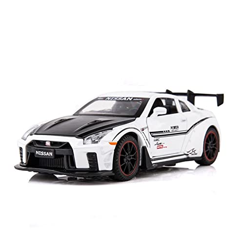 Miniatur Motorfahrzeug-Modelle 1 32 Für Nissan-GTR R35 Alloy Car Model Diecast Race Sport Car Mit Leichten Spielzeugfahrzeugen Fertigmodell(White) von BMAONZ