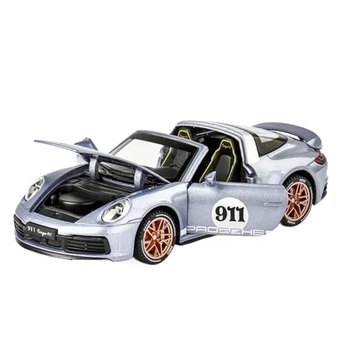 Miniatur Motorfahrzeug-Modelle 1 32 Für Porsche 911 Targa 4S Cabrio Sportwagen Legierung Automodell Mit Sound Türen Öffnen Fertigmodell(Gray) von BMAONZ