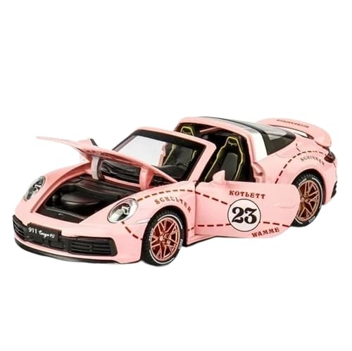 Miniatur Motorfahrzeug-Modelle 1 32 Für Porsche 911 Targa 4S Cabrio Sportwagen Legierung Automodell Mit Sound Türen Öffnen Fertigmodell(Rosa) von BMAONZ