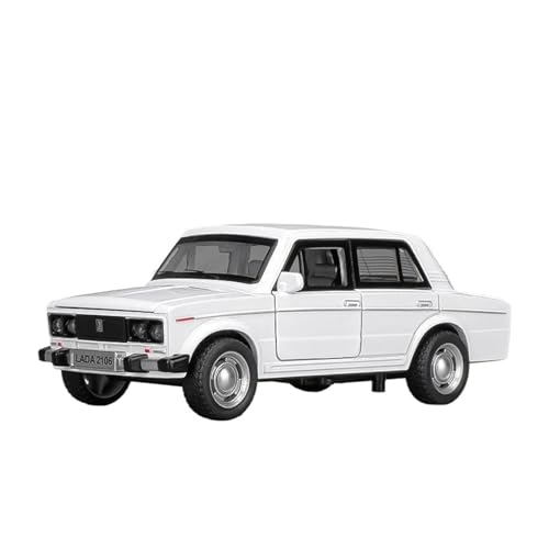 Miniatur Motorfahrzeug-Modelle 1 32 Für Russische Lada NIVA Lada 2106 Legierung Modell Maßstab Maßstab Auto Spielzeug Pull Back Musik Licht Fertigmodell(2106 White) von BMAONZ