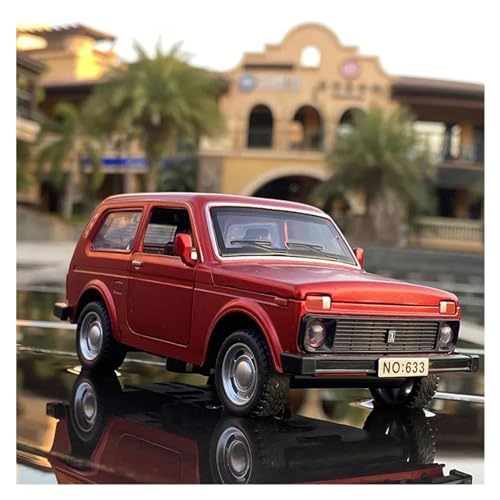 Miniatur Motorfahrzeug-Modelle 1 32 Für Russische Lada NIVA Lada 2106 Legierung Modell Maßstab Maßstab Auto Spielzeug Pull Back Musik Licht Fertigmodell(Rot) von BMAONZ