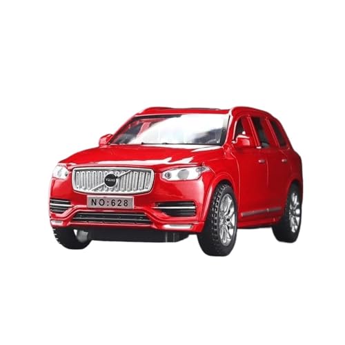 Miniatur Motorfahrzeug-Modelle 1 32 Für Volvo XC90 SUV Automodell Druckgussmetallmodell Sound Und Licht Pull Back Toy Collection Display Fertigmodell(Rot) von BMAONZ
