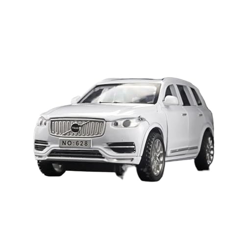 Miniatur Motorfahrzeug-Modelle 1 32 Für Volvo XC90 SUV Automodell Druckgussmetallmodell Sound Und Licht Pull Back Toy Collection Display Fertigmodell(White) von BMAONZ