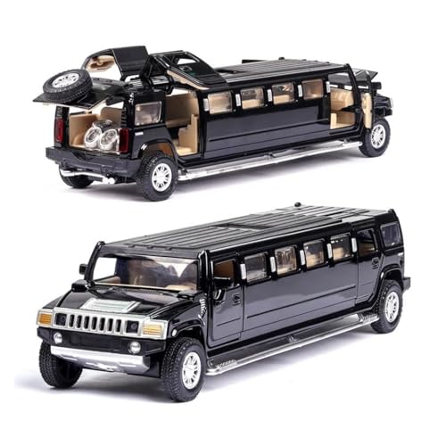 Miniatur Motorfahrzeug-Modelle 1 32 Legierungsmodell Für Hummer H2 Erweiterte Luxuslimousine Druckgussautomodell Sound Und Licht Pullback Geschenk Fertigmodell(Schwarz) von BMAONZ