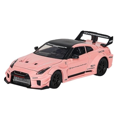 Miniatur Motorfahrzeug-Modelle 1:24 Für Nissan GTR Legierung Modell Pull Back Auto Super Sport Auto Spielzeug Auto Modell Mit Sound Und Licht Fertigmodell(Pink) von BMAONZ