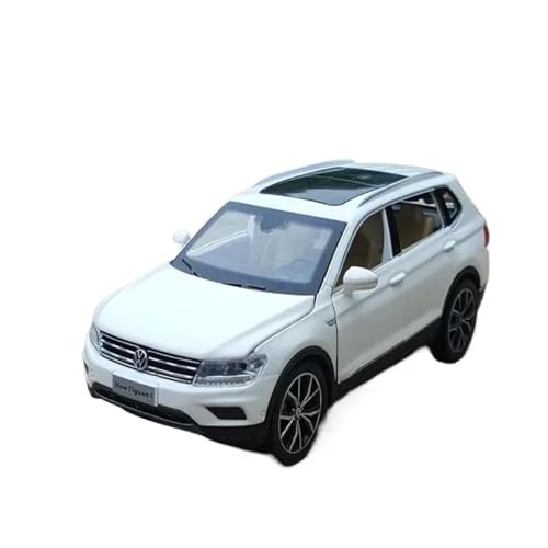 Miniatur Motorfahrzeug-Modelle 1:32 Für Volkswagen Tiguan L SUV Legierung Automodell Druckguss Metall Spielzeugfahrzeuge Mit Tonlicht Fertigmodell(White) von BMAONZ