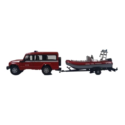 Miniatur Motorfahrzeug-Modelle 1:43 Für Küstenwache Polizei Feuerwehr Buggy Schnellboot Anhänger Legierung Spielzeugauto Modell Set Display Fertigmodell(Red) von BMAONZ