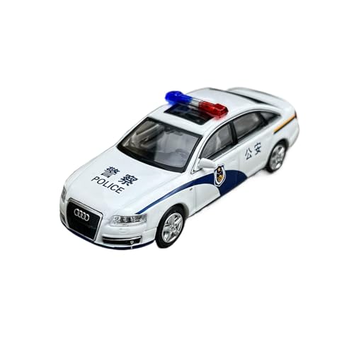 Miniatur Motorfahrzeug-Modelle 1:64 Für A6L C6 Schwarz Silber Polizei Legierung Maßstab Automodell Kleines Metall Spielzeugauto Space Collection Fertigmodell(White) von BMAONZ
