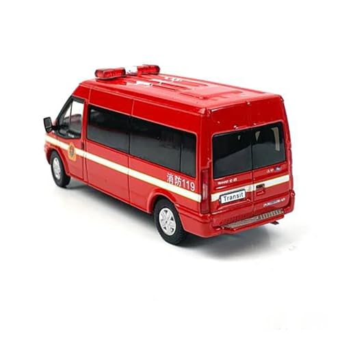 Miniatur Motorfahrzeug-Modelle 1:64 Für Ford Transit Feuerwehrauto Krankenwagen Legierung Emulation Rettungsfahrzeug Modell Metall Szene Ornament Automodell Fertigmodell(Red) von BMAONZ