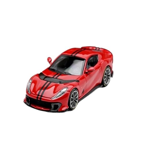 Miniatur Motorfahrzeug-Modelle 1:64 Für Tänzelndes Pferd 812C Legierung Auto Modell Rot Weiß Streifen/schwarz Kleine Skala Metall Fahrzeug Fertigmodell(Red) von BMAONZ