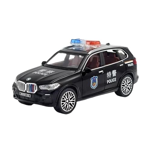 Miniatur Motorfahrzeug-Modelle Automodell Im Maßstab 1 32 Für BMW X5 Polizeiauto Simulation Modellauto Aus Druckgussmetall Sound- Und Lichtsammlung Fertigmodell(Schwarz) von BMAONZ