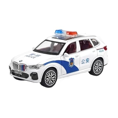 Miniatur Motorfahrzeug-Modelle Automodell Im Maßstab 1 32 Für BMW X5 Polizeiauto Simulation Modellauto Aus Druckgussmetall Sound- Und Lichtsammlung Fertigmodell(White) von BMAONZ