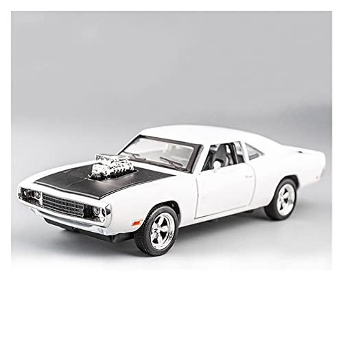 Miniatur Motorfahrzeug-Modelle Diecast 1 32 Für Dodge Charger 1970 Zurückziehen Sound Und Licht Modellauto Legierung Modell Display Adult Collection Fertigmodell(White) von BMAONZ