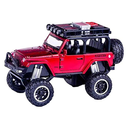 Miniatur Motorfahrzeug-Modelle Für Jeep Wrangler Rubicon Modified Sound and Light Pull Back 1 32 Diecast Alloy Metal Automodell Fertigmodell(Rot) von BMAONZ