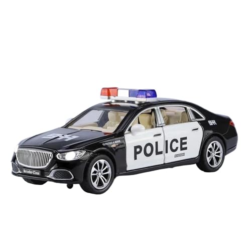 Miniatur Motorfahrzeug-Modelle Modell Im Maßstab 1 32 Für Mercedes-Benz S680 Polizeiauto Simulation Gusslegierung Modellauto Sound Und Licht Pullback Fertigmodell(Black 1) von BMAONZ