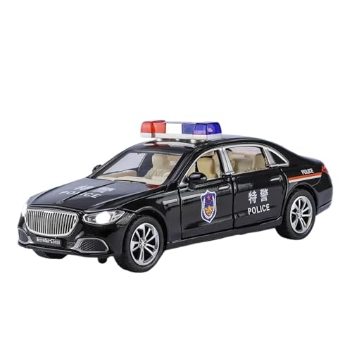 Miniatur Motorfahrzeug-Modelle Modell Im Maßstab 1 32 Für Mercedes-Benz S680 Polizeiauto Simulation Gusslegierung Modellauto Sound Und Licht Pullback Fertigmodell(Schwarz) von BMAONZ