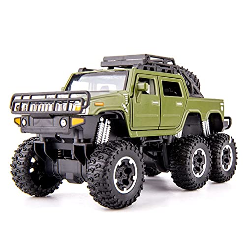 Miniatur Motorfahrzeug-Modelle Simulation Auto Modell 1 28 Legierung Druckguss Auto Für Hummer H2 Auto Zurückziehen Sound Und Leichtmetallauto Fertigmodell(Grün) von BMAONZ