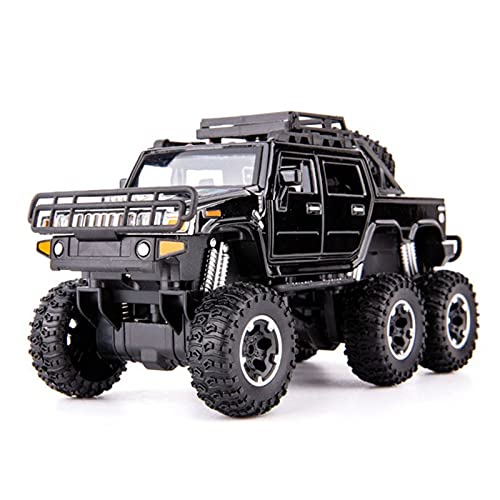 Miniatur Motorfahrzeug-Modelle Simulation Auto Modell 1 28 Legierung Druckguss Auto Für Hummer H2 Auto Zurückziehen Sound Und Leichtmetallauto Fertigmodell(Schwarz) von BMAONZ