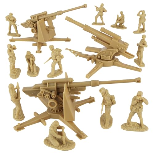 BMC CTS WW2 Deutsche 88 mm Flak Artillery & Crews – 15-teiliges hellbraunes Armee-Herren-Zubehör von BMC Toys