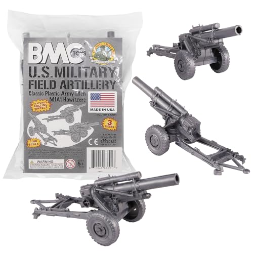 BMC Classic Marx US Militär Haubitzer, silbergrau, 3 Stück, Kunststoff, Armee, Herren, Feldartillerie von BMC Toys