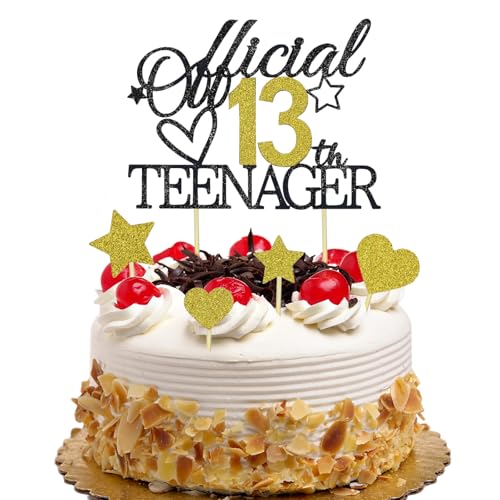 BMGRKYQX Offiziell Teenager 13 Cake Topper Glitzer 13 Tortendeko Geburtstag Party Kuchen Deko für 13 Jahre alte Jungen und Mädchen-Gold Schwarz BMGRKYQX Offiziell Teenager 13 Cake Topper Glitzer 13 Tortendeko Geburtstag Party Kuchen Deko für 13 Jahre alte Jungen und Mädchen-Gold Schwarz von BMGRKYQX