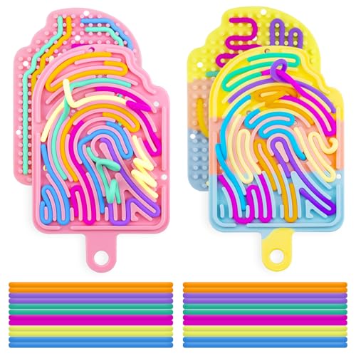 Sensorik Activity Board, Sensory Fidget Toys, Doppelseitiges Silikon Sensorisches Spielzeug zur Autismus ADHD für Kinder ab 3 Jahr & Erwachsene, Mit 24schnüRen (2 Stück) von BMSQOFD
