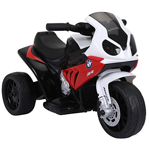 HOMCOM Elektro Kindermotorrad Kinderfahrzeug Elektro-Dreirad mit Akku Rot PP + Stahl 66 x 37 x 44 cm von HOMCOM