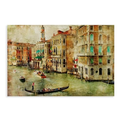 BNCEDJK Leinwandposter mit Venedig-Kanälen, Wandkunstdruck, 50 x 75 cm von BNCEDJK