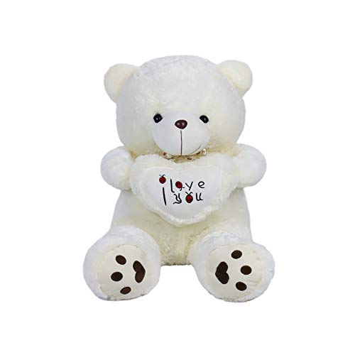 BNCKTRD 50cm Weiß Teddybär Plüschbär mit Herz,I Love You ，Plüschtier Kuscheltier Valentinstag Spielzeug Dekozimmer Kissen，Geschenke für Freundin Kinder Geburtstag von BNCKTRD