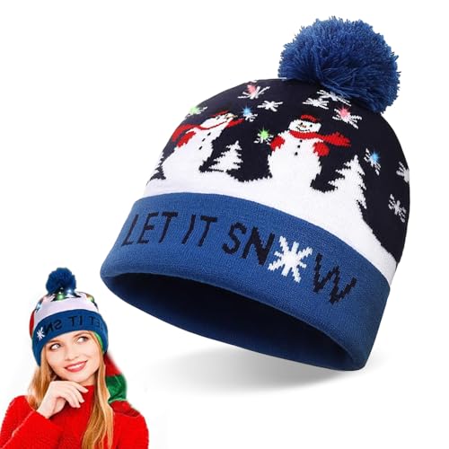 BNGXR Weihnachten Mütze mit Licht,Shine Weihnachten Mütze mit LED Licht,Warme Wintermütze,Strickmütze Hässlich,Universal-Größe Warme Hochwertigem Strickmaterial Xmas für Damen Herren Kinder BNGXR Weihnachten Mütze mit Licht,Shine Weihnachten Mütze mit LED Licht,Warme Wintermütze,Strickmütze Hässlich,Universal-Größe Warme Hochwertigem Strickmaterial Xmas für Damen Herren Kinder von BNGXR