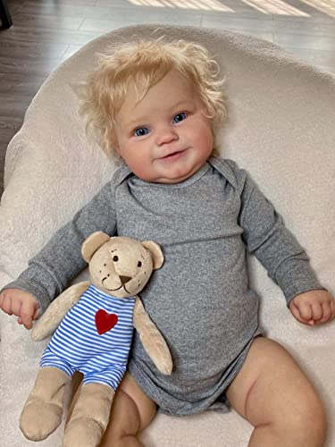 BNNPUU Reborn Babys Mädchen Lebensechte Babypuppen Reborn Puppe Wiedergeboren Babypuppe Toddler 50cm Wie Echtes Baby Silikon Baby Augen offen von BNNPUU