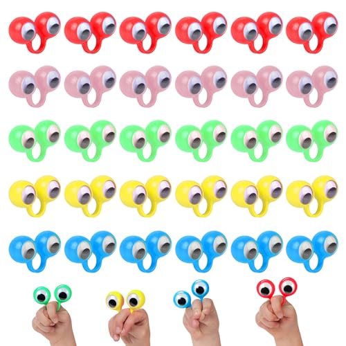 30 Stück Augen Fingerpuppen Buntes Augen Finger Spielzeug Eye Fingerpuppe Pädagogisches Fingerspielzeug Augen Fingerring Party Spielzeug für Weihnachten Halloween Geburtstag Party Geschenke für Kinder von BNOYONERAS