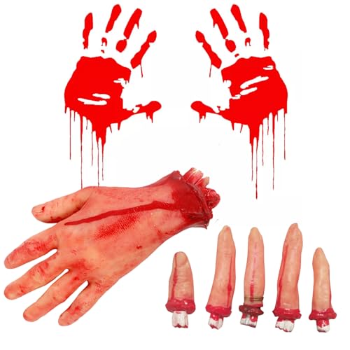 6 Stück Halloween Körperteile, Halloween Abgetrennte Körperteile,Gebrochene Körperteile,Halloween Blutige Requisiten, Abgetrennte Hand und Abgetrennte Fingerfür Halloween Haunted House Party (Stil 1) 6 Stück Halloween Körperteile, Halloween Abgetrennte Körperteile,Gebrochene Körperteile,Halloween Blutige Requisiten, Abgetrennte Hand und Abgetrennte Fingerfür Halloween Haunted House Party (Stil 1) von BNOYONERAS