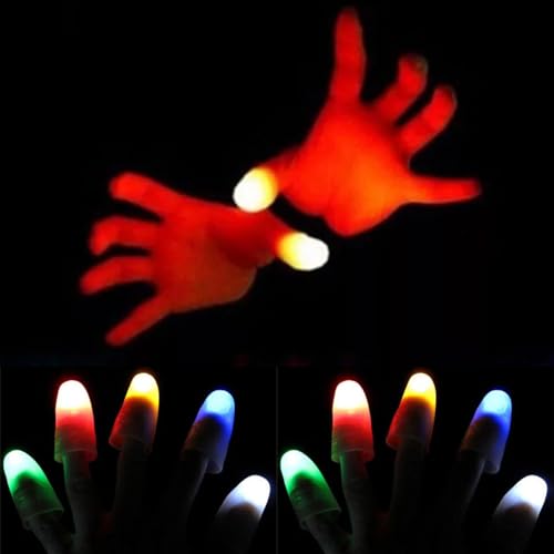 10 Stück Daumenlichter Zauberdaumen Daumen Licht Magische Daumen Lichter Zauberfinger Leuchten Gefälschter Finger LED Magische Daumenlichter Led Fingerlichter für Zaubershows Partys Jubel (Bunt) von BNOYONERAS