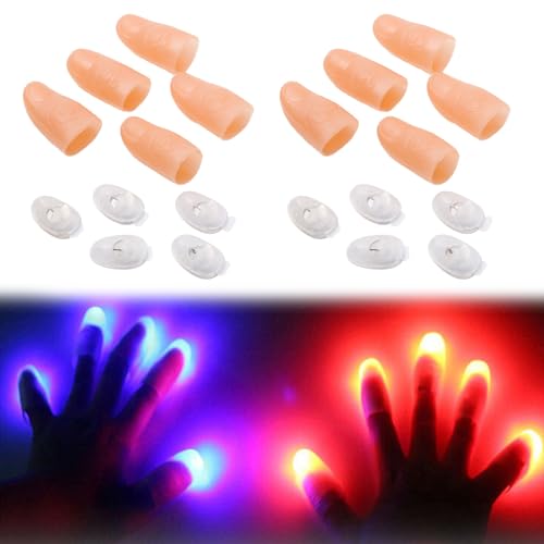 10 Stück Daumenlichter Zauberdaumen Daumen Licht Magische Daumen Lichter Zauberfinger Leuchten Gefälschter Finger LED Magische Daumenlichter Led Fingerlichter für Zaubershows Partys Jubel (Rot Blau) von BNOYONERAS