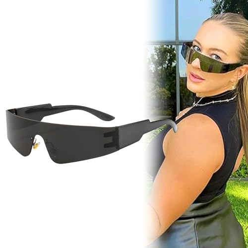 Futuristische Partybrille - Suntech - Verspiegelte Sonnenbrille für Rave, Schwarz von BNOYONERAS