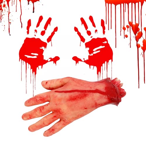 Halloween Körperteile Halloween Abgetrennte Körperteile Gebrochene Körperteile Halloween Blutige Requisiten Halloween Deko Horror Blutige Gefälschte Werkzeug Abgetrennte Hand für Haunted House Party von BNOYONERAS