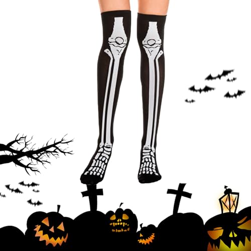 Halloween Skelett Socken Lange Strümpfe mit Skelett Aufdruck Halloween Kniestrümpfe Lustige Socken für Halloween Kostüm Cosplay, Cosplay Strümpfe für Vampir Hexe Kostüm Verkleidung Halloween Skelett Socken Lange Strümpfe mit Skelett Aufdruck Halloween Kniestrümpfe Lustige Socken für Halloween Kostüm Cosplay, Cosplay Strümpfe für Vampir Hexe Kostüm Verkleidung von BNOYONERAS