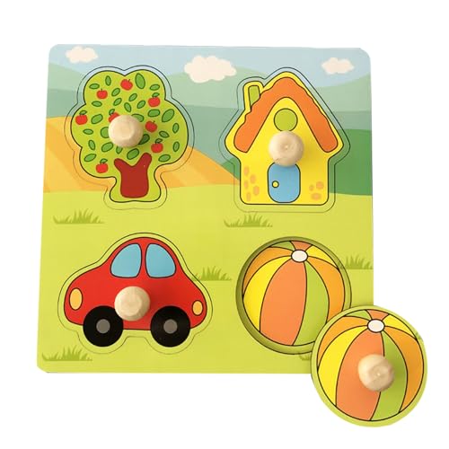 Holzpuzzle Zuhause Holzspielzeug für Kleinkinder, Kinder Greifpuzzle Spielzeug Sortierspiel, Holzspielzeug ab 1 Jahr, Baby Motorik Spielzeug Holzpuzzle Holz Puzzle ab 1 Jahr (Style 1) von BNOYONERAS