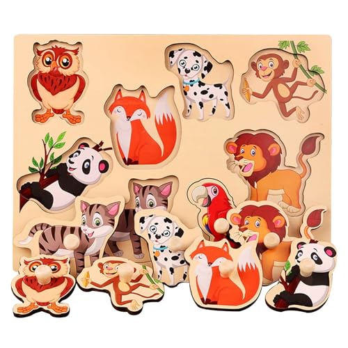 Holzpuzzle Zuhause Holzspielzeug für Kleinkinder, Kinder Greifpuzzle Spielzeug Sortierspiel, Holzspielzeug ab 1 Jahr, Baby Motorik Spielzeug Holzpuzzle Holz Puzzle ab 1 Jahr (Style 10) von BNOYONERAS