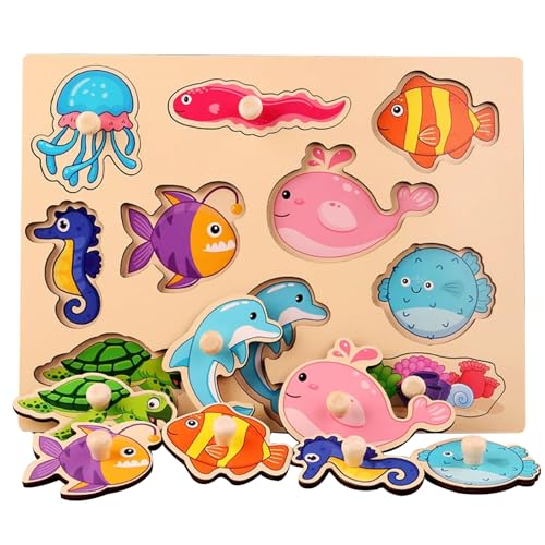 Holzpuzzle Zuhause Holzspielzeug für Kleinkinder, Kinder Greifpuzzle Spielzeug Sortierspiel, Holzspielzeug ab 1 Jahr, Baby Motorik Spielzeug Holzpuzzle Holz Puzzle ab 1 Jahr (Style 11) von BNOYONERAS