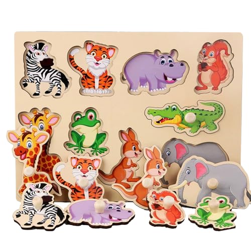 Holzpuzzle Zuhause Holzspielzeug für Kleinkinder, Kinder Greifpuzzle Spielzeug Sortierspiel, Holzspielzeug ab 1 Jahr, Baby Motorik Spielzeug Holzpuzzle Holz Puzzle ab 1 Jahr (Style 8) von BNOYONERAS