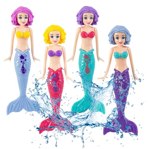 Tauchspielzeug Pool Spielzeug TauchMeerjungfrau Pool Spielzeug Kinder Unterwasser-Pooltraining Schwimmbad Sommerpool Schwimmspielzeug für Jungen und Mädchen （3 Jahre alt und höher）4 Stück (Color 1) von BNOYONERAS