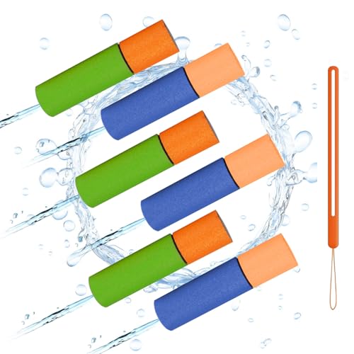 Wasserpistole Schaumstoff Wasserpistolen für Kinder Spritzpistole Wasser Bunte Schaum Wasserspritzpistole 6 Stück Wasserspritze mit Lanyard für Jungen und Mädchen Party Strand Pool Spielzeug (15cm) Wasserpistole Schaumstoff Wasserpistolen für Kinder Spritzpistole Wasser Bunte Schaum Wasserspritzpistole 6 Stück Wasserspritze mit Lanyard für Jungen und Mädchen Party Strand Pool Spielzeug (15cm) von BNOYONERAS